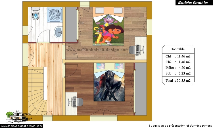 kit maison bois 3 chambres 85 m2