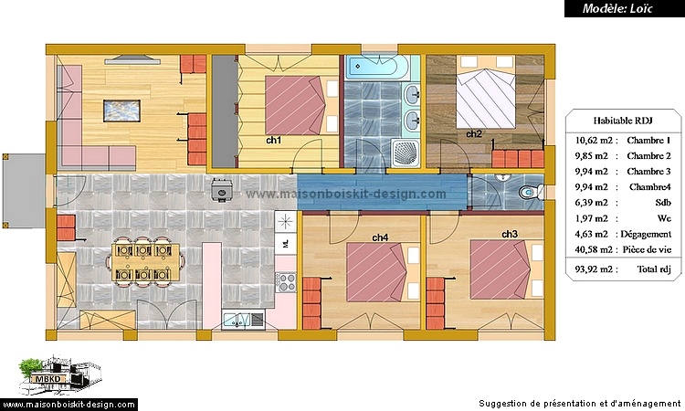 maison individuelle ossature bois kit 4 chambres 100 m2
