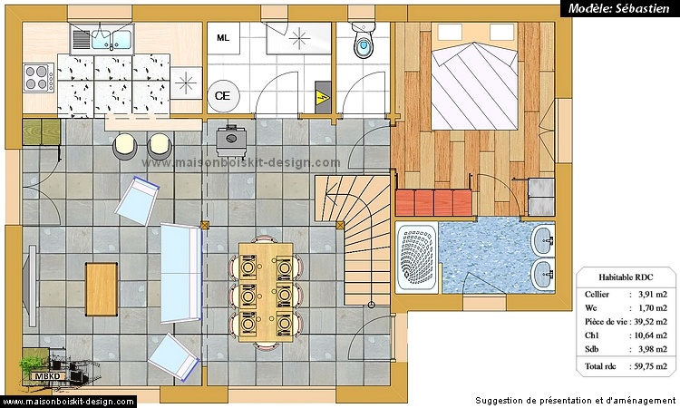 plan maison 4 chambres 100 m2