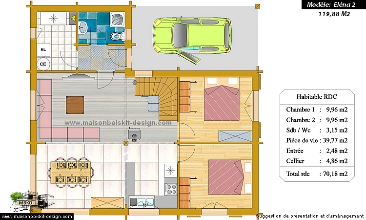 plan maison 5 chambres 120 m2 étage mezzanine