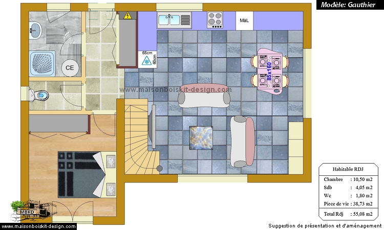 plan maison 85 m2 3 chambres étage ossature bois kit